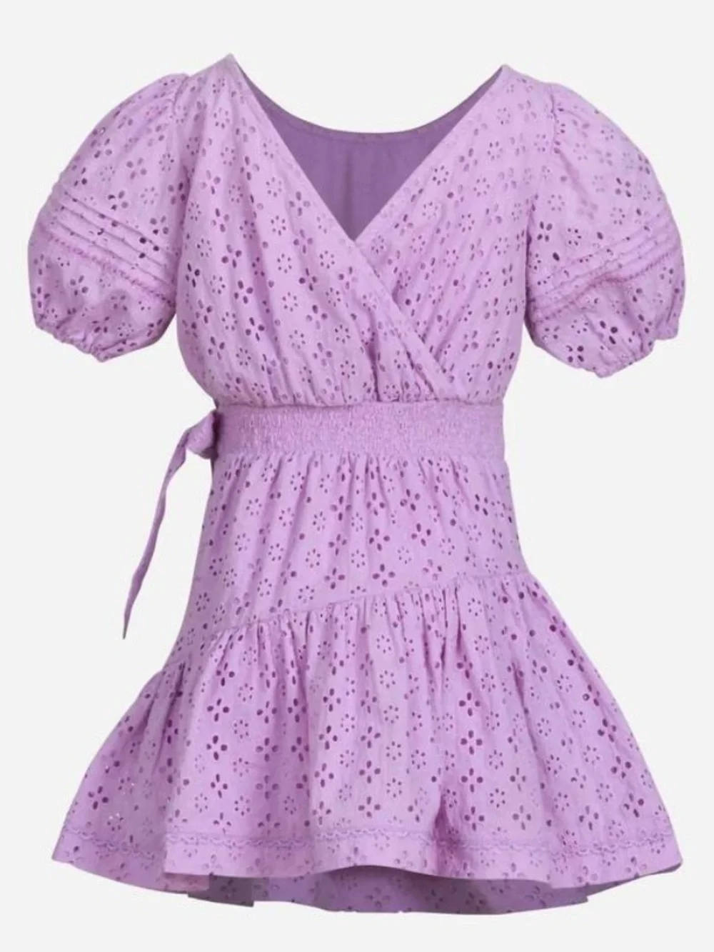 Poupette St. Barth Chantal Lilac Eyelet Mini Dress Size 12